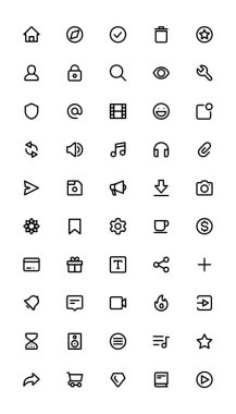 Web ve Mobile ui için Temel Simge Ayarları Modern, basit ve temiz görünümlü.