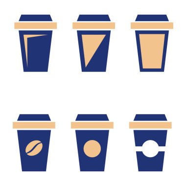 kağıt tek kullanımlık kahve bardağı simgesi seti