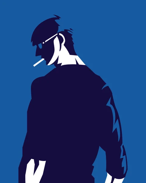 Moda Tarzında Sigara Içen Gözlük Takan Adamın Vektör Çizimi Posterler — Stok Vektör