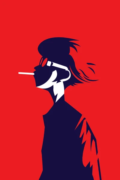Moda Tarzında Sigara Içen Gözlük Takan Bir Adamın Vektör Çizimi — Stok Vektör