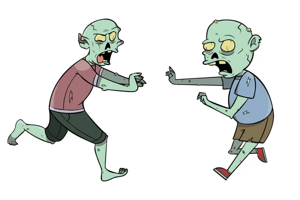 Dos Zombies Atacan Entre Halloween — Archivo Imágenes Vectoriales
