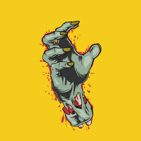Zombie Ruce Vycházející Hrobů Plné Krve Viditelnými Kostmi — Stockový vektor