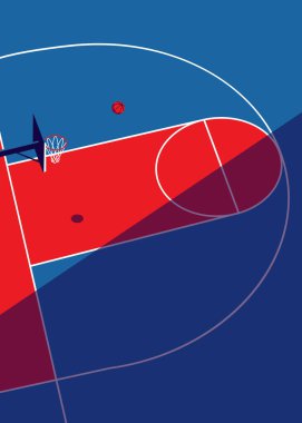 Basketbol sahası vektör çizimi. Posterler, afişler, kapaklar ve diğer pazarlama amaçları için mükemmel.