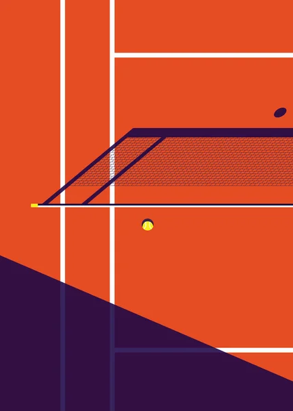 Tenis kortunun gölgeli görüntüsünün temsilcisi. Posterler, kapaklar ve diğer pazarlama amaçları için uygun.