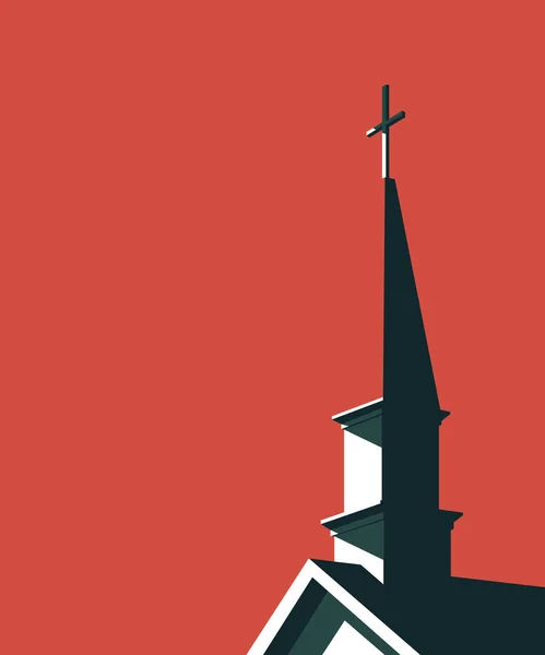 Haçlı bir kilise binasının vektör çizimi. Posterler, afişler, kapaklar ve diğer pazarlama amaçlarına uygun.