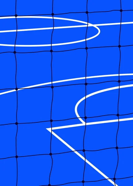 Ilustración Vectorial Campo Futsal Detrás Red Adecuado Para Carteles Portadas — Archivo Imágenes Vectoriales