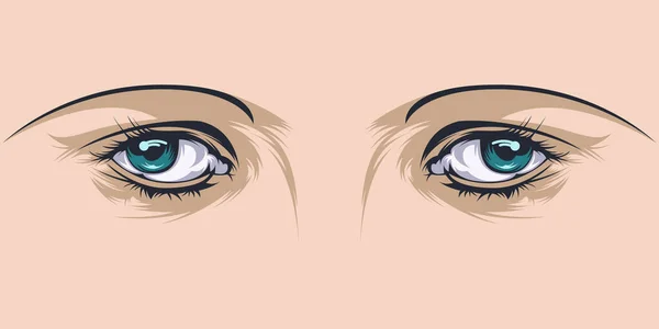 Close Ilustração Vetorial Realista Dois Olhos Perfeito Para Cartazes Capas — Vetor de Stock
