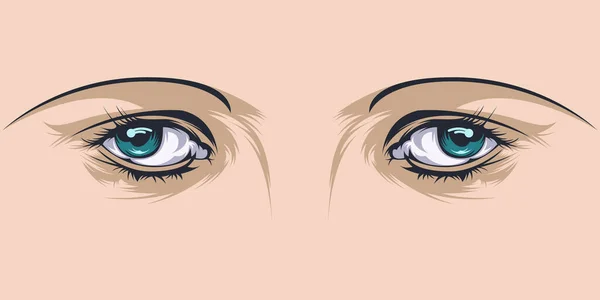 Primer Plano Ilustración Vectorial Realista Dos Ojos Perfecto Para Carteles — Vector de stock