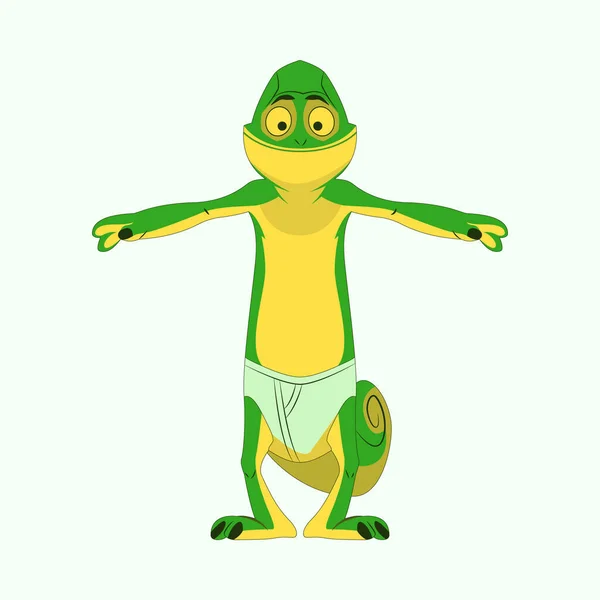 Ilustración Vectorial Personaje Mascota Camaleón Que Lleva Pañal Adecuado Para — Archivo Imágenes Vectoriales