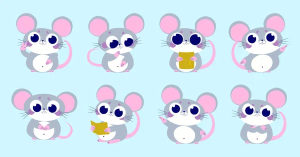 Ilustração Vetorial Coleção Personagens Animais Bonitos Mouse Adequado Para Cartazes —  Vetores de Stock