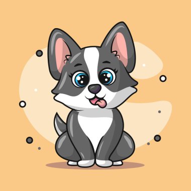 Şirin bir köpek yavrusunun gülüşünün vektör çizimi. Posterler, afişler, kapaklar ve diğer pazarlama amaçlarına uygun. Çocuk çizim kitabı.