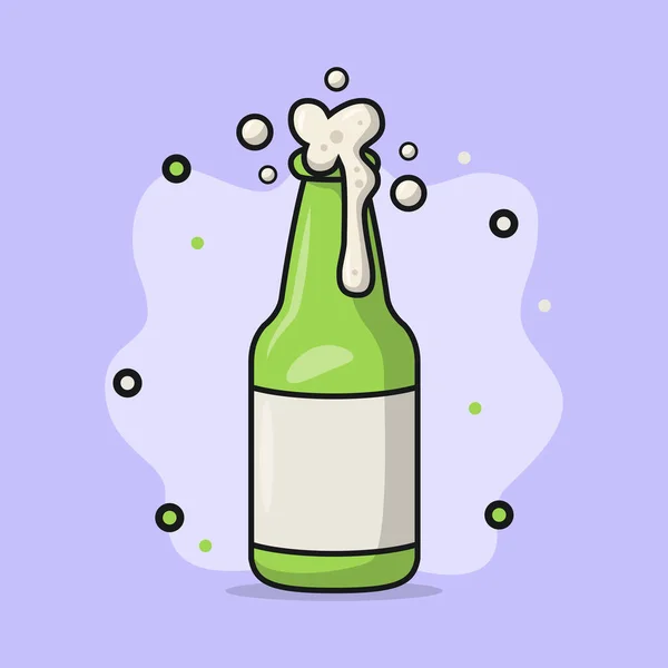 Ilustración Vectorial Una Botella Cerveza Espumosa Ideal Para Carteles Banners — Archivo Imágenes Vectoriales