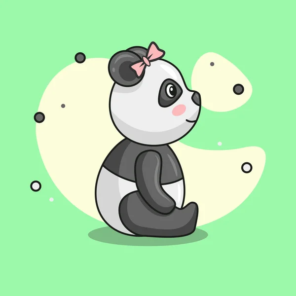 Illustrazione Vettoriale Del Simpatico Panda Femminile Seduto Adatto Manifesti Banner — Vettoriale Stock