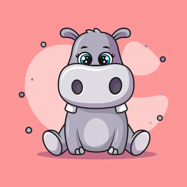 Ilustração Vetorial Animal Hipopótamo Bonito Sentado Sorrindo Alegremente Adequado Para —  Vetores de Stock