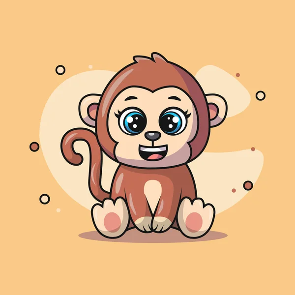 Ilustração Vetorial Animal Macaco Bonito Sorrindo Alegremente Adequado Para Cartazes —  Vetores de Stock