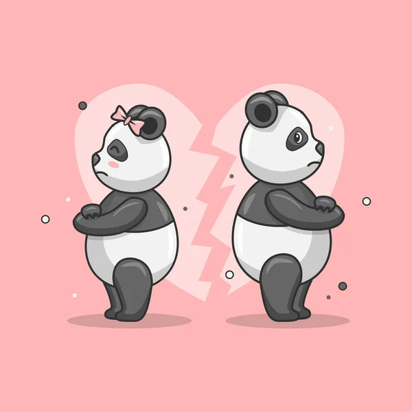 Illustrazione Vettoriale Simpatico Animale Panda Che Combatte Con Suo Partner — Vettoriale Stock