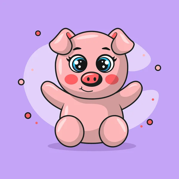 Vector Illustration Cute Pig Animal Smiling Happily Suitable Posters Banners — Stock Vector