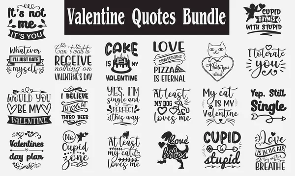 Valentine Quotes Bundle Citações Sobre Valentine Valentine Bundle Eps Arquivos — Vetor de Stock