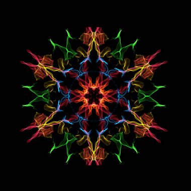 Bilgisayar, yaratıcı tasarım, sanat, ev dekorasyonu ve eğlence için gülü taklit eden soyut renkli fraktal çizimler üretti.