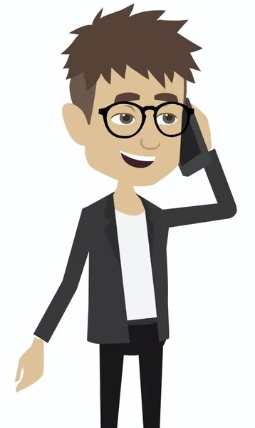 Elinde telefon olan gülümseyen bir adamın resmi.