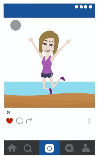 Bir kızla Instagram 'da bir sayfanın çizimi