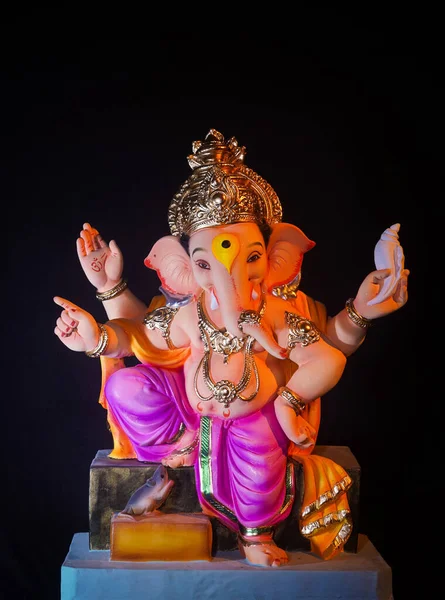 Ganesh Chaturthi Lord Ganesh Con Sfondo Nero — Foto Stock
