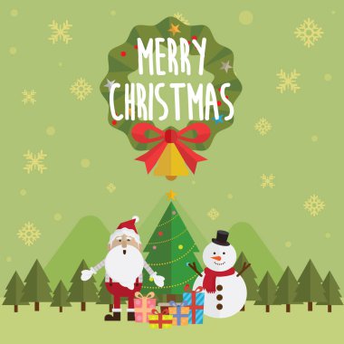 Noel Baba ve Kardan Adam vektörü