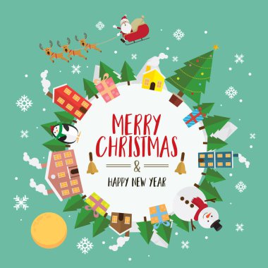 Noel ve Mutlu Yıllar Kart ikonu vektörü