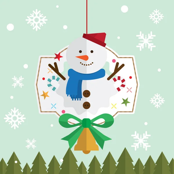 Χριστούγεννα Χιόνι Άνθρωπος Χιόνι Διάνυσμα Διακόσμηση — Διανυσματικό Αρχείο