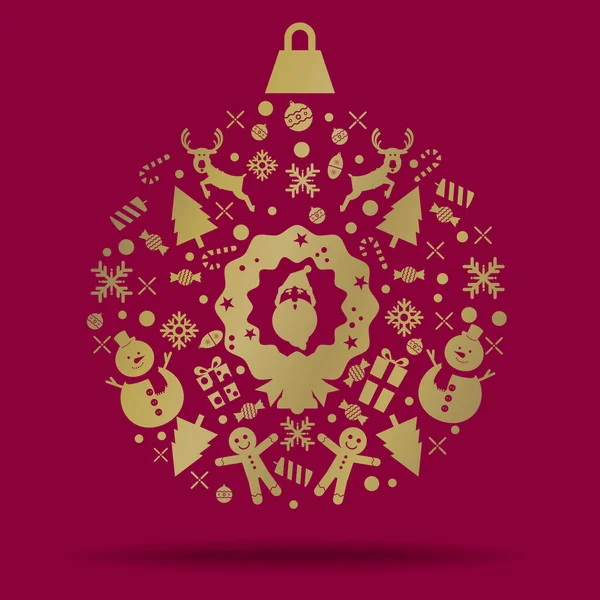 Kerst Decoratie Pictogram Bal Vector — Stockvector