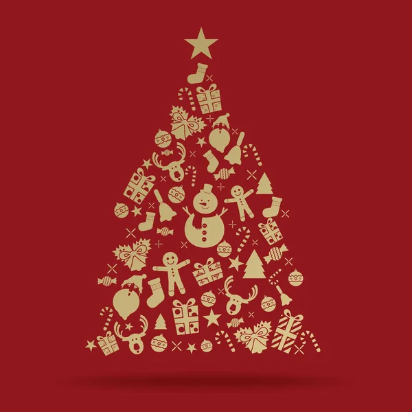 Albero Natale Decorazione Icona Vettore — Vettoriale Stock