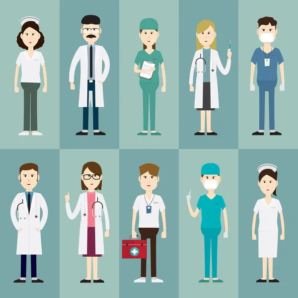 Ομάδα Ιατρικού Προσωπικού Και Ομάδα Ιατρών Στο Νοσοκομείο Διανυσματική Απεικόνιση — Διανυσματικό Αρχείο
