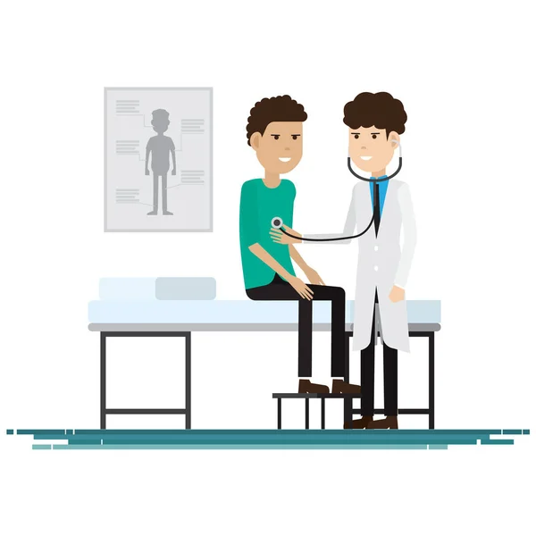 Personal Médico Con Pacientes Ilustración Vectorial — Vector de stock