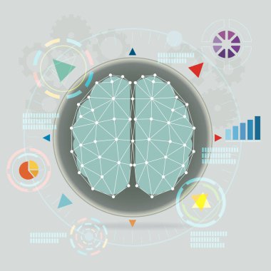 Beyin dijital teknoloji fikri arka plan vektörü