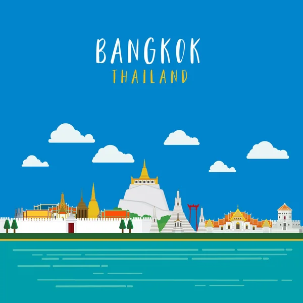 Travel Bangkok Landmarks Architecture Design Illustration Vector — Stock Vector