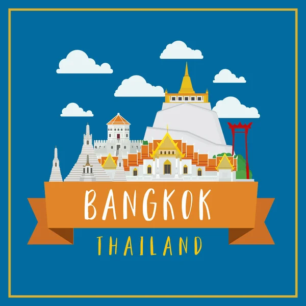 Reizen Bangkok Bezienswaardigheden Architectuur Ontwerp Illustratie Vector — Stockvector