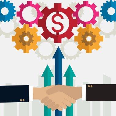 dişli ortaklık el sıkışma iş vektör çizimi