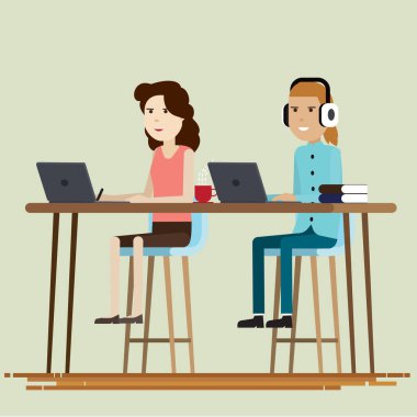 Ortak çalışan yaratıcı insanlar, Vektör illüstrasyonu