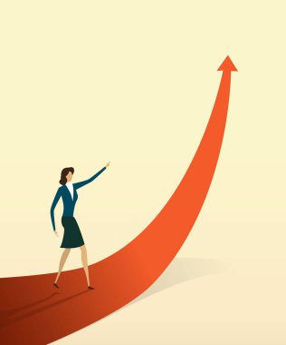 Oklu işadamları büyüme kavramı Vektör illüstrasyonunun sembolü olan hedefe veya hedefe gidiyorlar