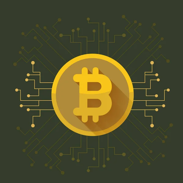 Die Digitale Währung Bitcoin Ist Ein Goldenes Symbol Vektorillustration — Stockvektor