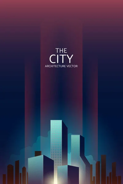 Ville Centre Ville Skyline Paysage Avec Gratte Ciel Architecture Bâtiments — Image vectorielle