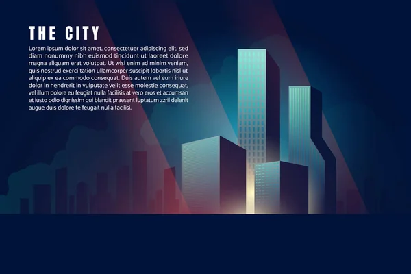 Ville Centre Ville Skyline Paysage Avec Gratte Ciel Architecture Bâtiments — Image vectorielle