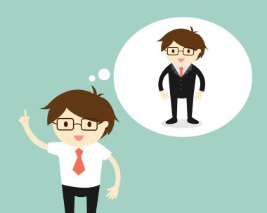 İş kavramı, işadamı geleceği hakkında düşünüyorum. Vektör çizim