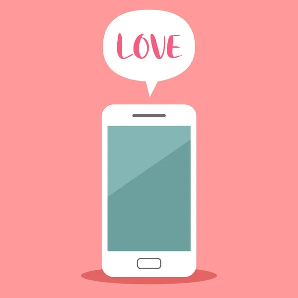 Platte Smartphone Met Tekst Love Vectorillustratie — Stockvector