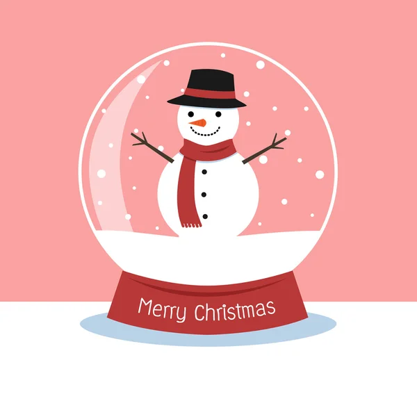 Snow globe with a snowman inside. — Stock Vector