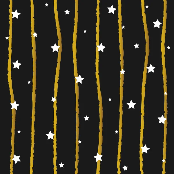 Étoile blanche avec bande dorée abstraite sur fond noir . — Image vectorielle