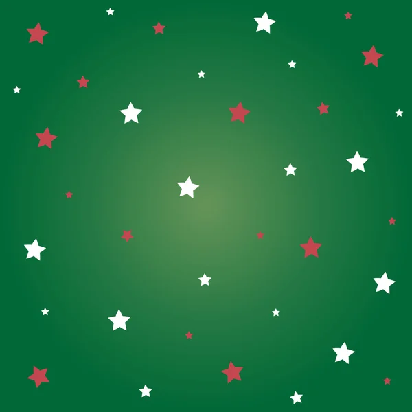 Étoiles blanches et rouges avec fond vert pour le festival de Noël . — Image vectorielle