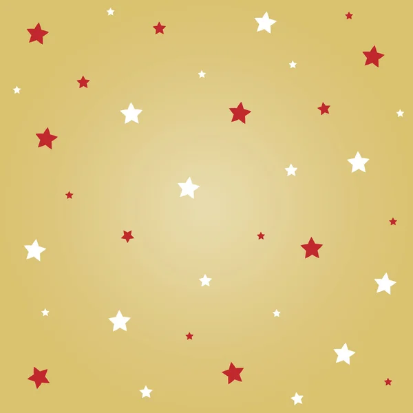 Étoiles blanches et rouges avec fond d'or pour le festival de Noël . — Image vectorielle