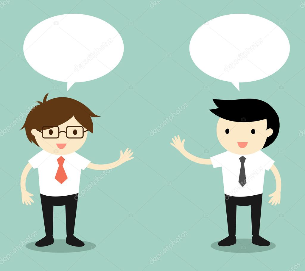 Business concept, two businessmen talking. Vector illustration.