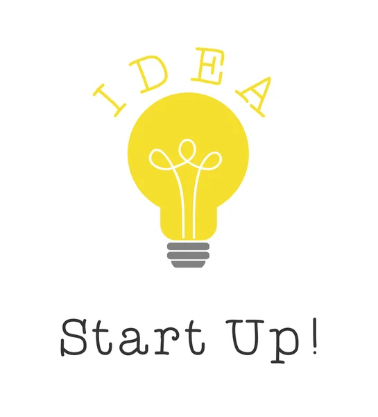 Start up idea and bulb light on white background. Vector illustration. — 图库矢量图片